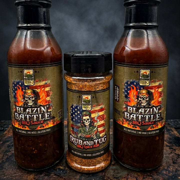 Blazin’ Special Forces BBQ bundle with Blazin’ Battle sauce and Rub &amp; Tug seasoning