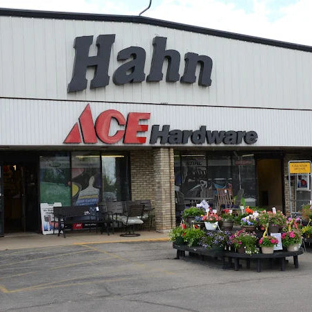 Hahn Ace Hardware Hartford with outdoor display of plants.