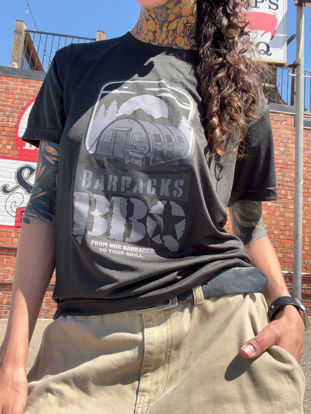 Barracks BBQ black and white T-shirt